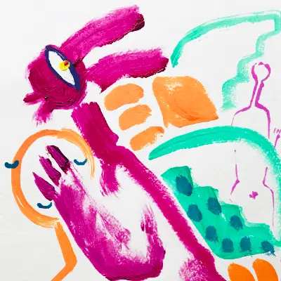 Angel Calling (Peter Dzogaba, acrylic colours on paper, 2022)